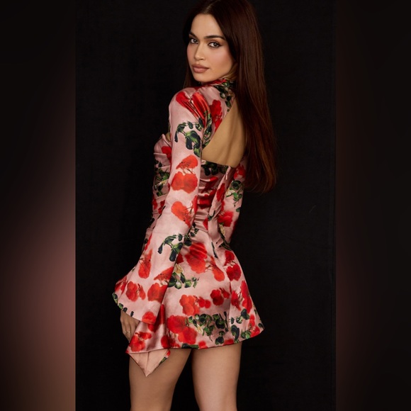 House of CB Toira dress red roses mini - Picture 3 of 7